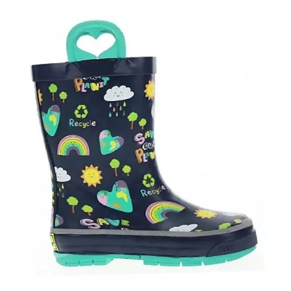 Western Chief Save Our Planet Girls' Waterproof Rain Boots size 8